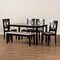 Baxton Studio Bennett Sand Upholstered and Dark Brown Wood 6-Piece Dining Set 172-9399-10916-10519 - alternate 3